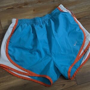 Nike Turquoise and Orange Running Shorts